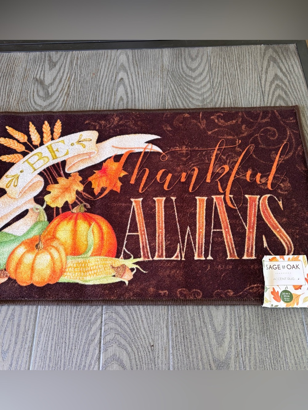 'Thankful Always' Autumn Doormat - Brown & Orange